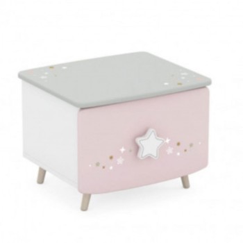 Nočna omarica STELLA (roza + siva + bela)