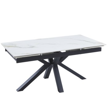 Raztegljiva miza AROSA (bel HG marmor + zlato, 160/240x90x76, svetleč)