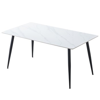 Miza ADRIA (180x90x75, HG bel marmor, svetleč)