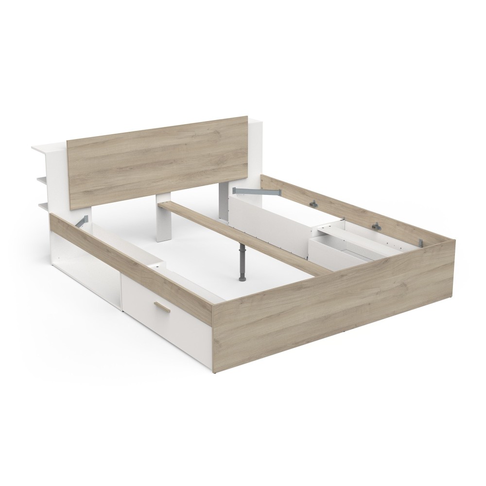 Postelja LIFE 385 (hrast + bela, 185x227x88)