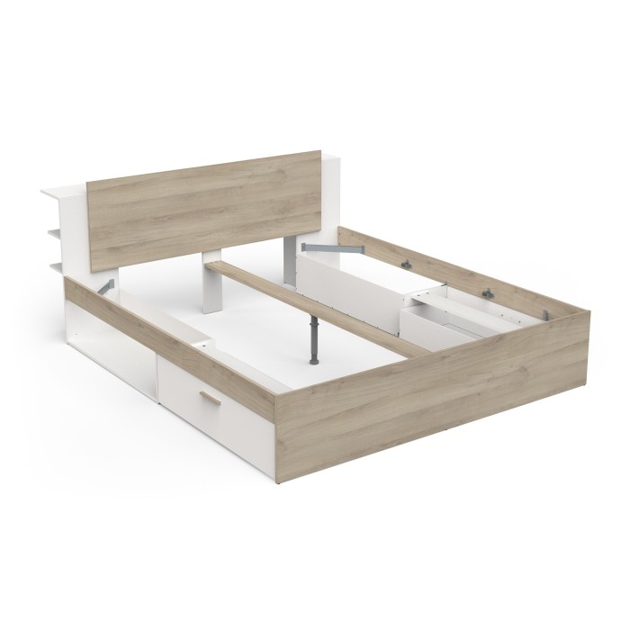 Postelja LIFE 385 (hrast + bela, 185x227x88)