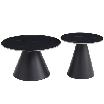 Klubska miza PALIN 2-delna (črna, mat)