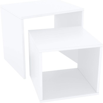 Klubska miza BAZZANO 2-delna (bela, 48x30x45)