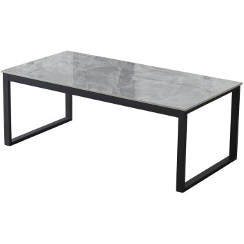 Klubska miza HANOS (120x60x45, siva visok sijaj, svetleč)