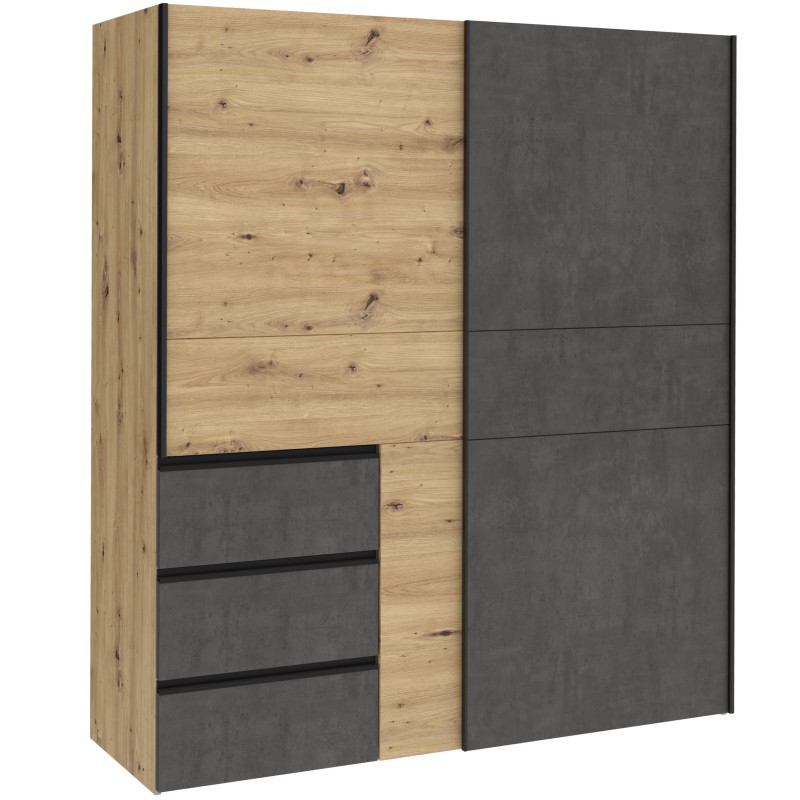 Garderobna omara WINN 170 (170 cm) (hrast + temno siva, 170x61x200,5) Garderobna omara WINN 170 (170 cm) (hrast + temno siva, 170x61x200,5)