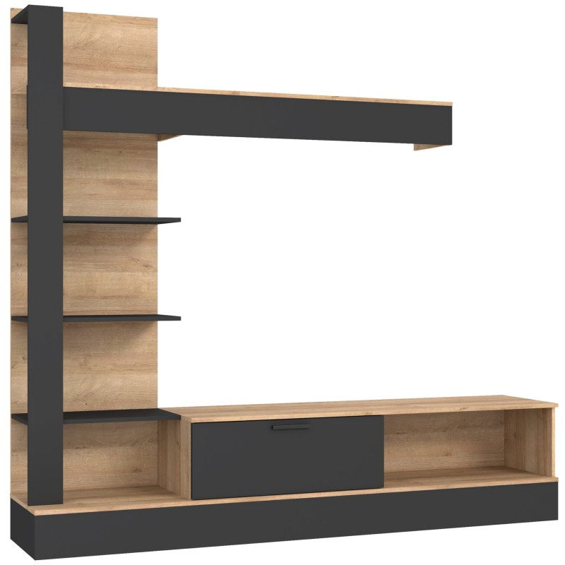 Regal GELUZA (hrast + črna, 205x41,5x192) Regal GELUZA (hrast + črna, 205x41,5x192)