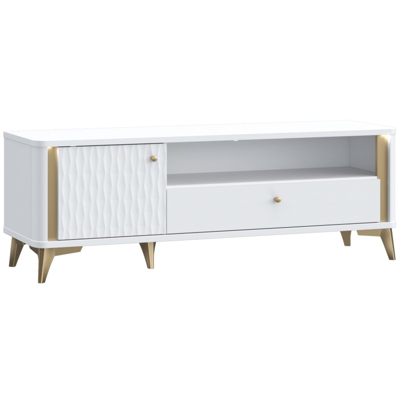TV komoda FORREST HILLS 121 (bela + zlato, 140,5x41,5x49) TV komoda FORREST HILLS 121 (bela + zlato, 140,5x41,5x49)