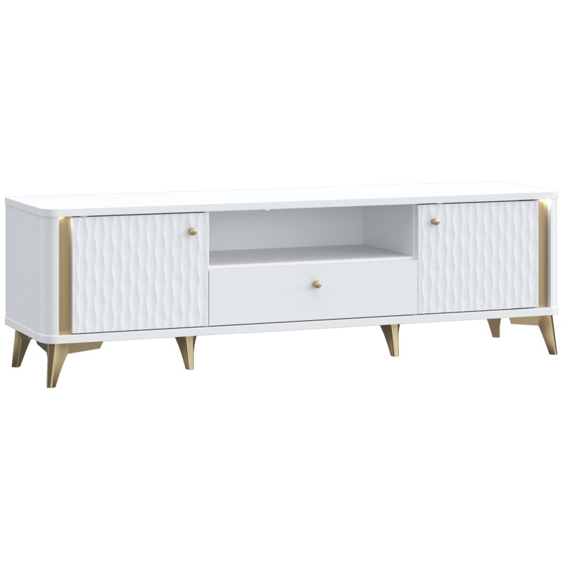 TV komoda FORREST HILLS 131 (bela + zlato, 160,5x41,5x49) TV komoda FORREST HILLS 131 (bela + zlato, 160,5x41,5x49)