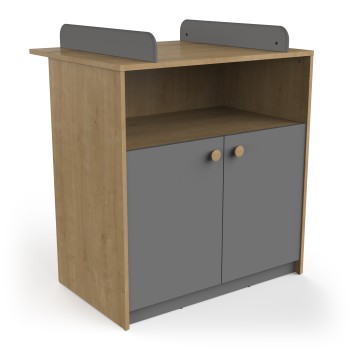Otroška previjalna miza GABIN 116648 (hrast + siva, 79,5x70x95)