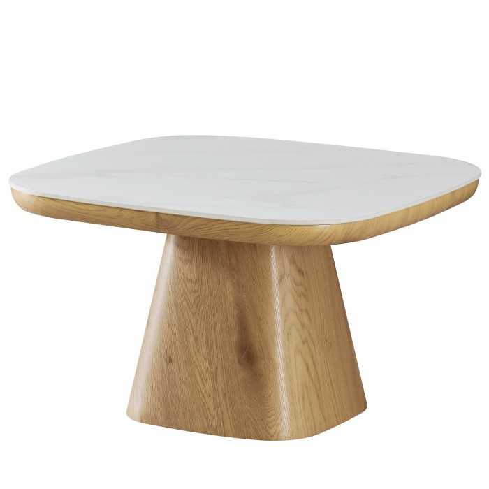 Klubska miza BODEN (bela + rjava, 80x80x40, mat)