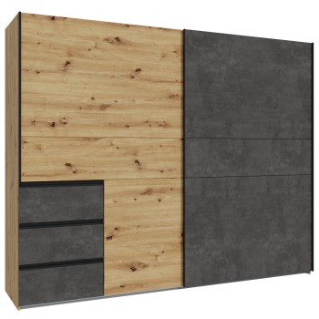 Garderobna omara WINN 250 (250 cm) (hrast + temno siva, 250x61x200,5)