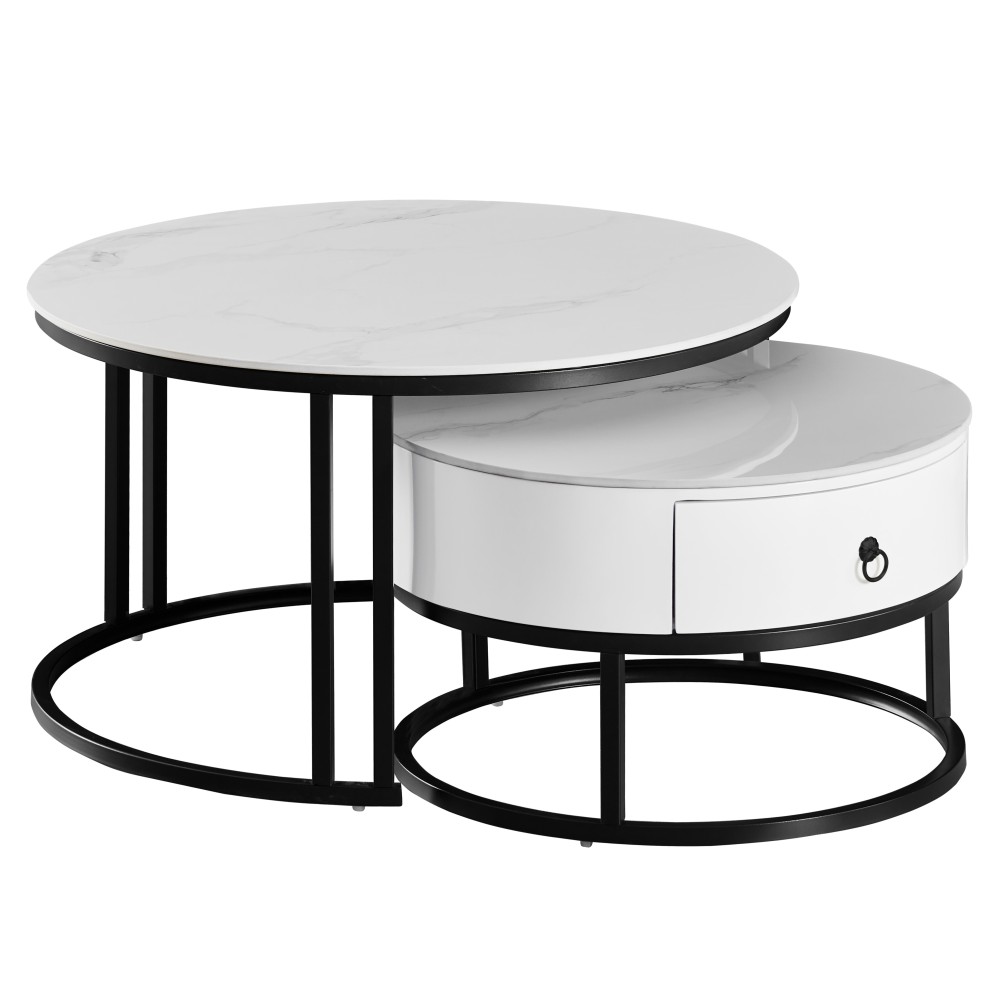 Klubska miza TWINO 2-delna (bela, Ø 80x45 & 60x38, mat) Klubska miza TWINO 2-delna (bela, Ø 80x45 & 60x38, mat)
