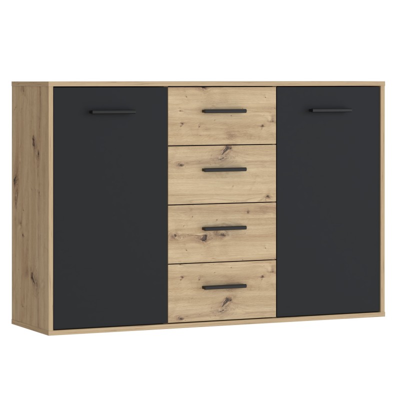 Komoda ANTUZA 231 (hrast + siva, 122,5x34x82)