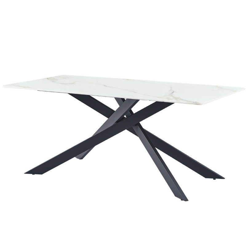 Miza MARIGOLD 2 (180x90x75, bel HG marmor + zlato, svetleč)