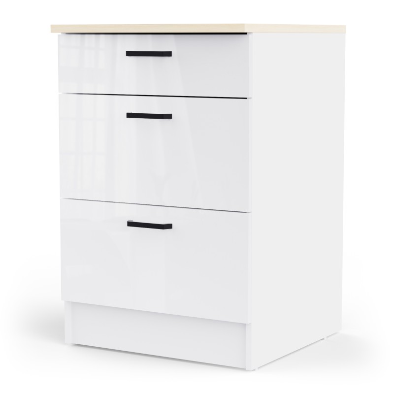 Kuhinjski element BIANCO 3 486964 (svetleč, bela + bela visok sijaj, 60x60x90)