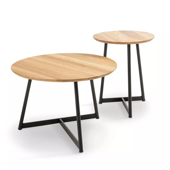 Klubska miza FARON 2-delna (hrast, Ø 60x40 & Ø 40x50)