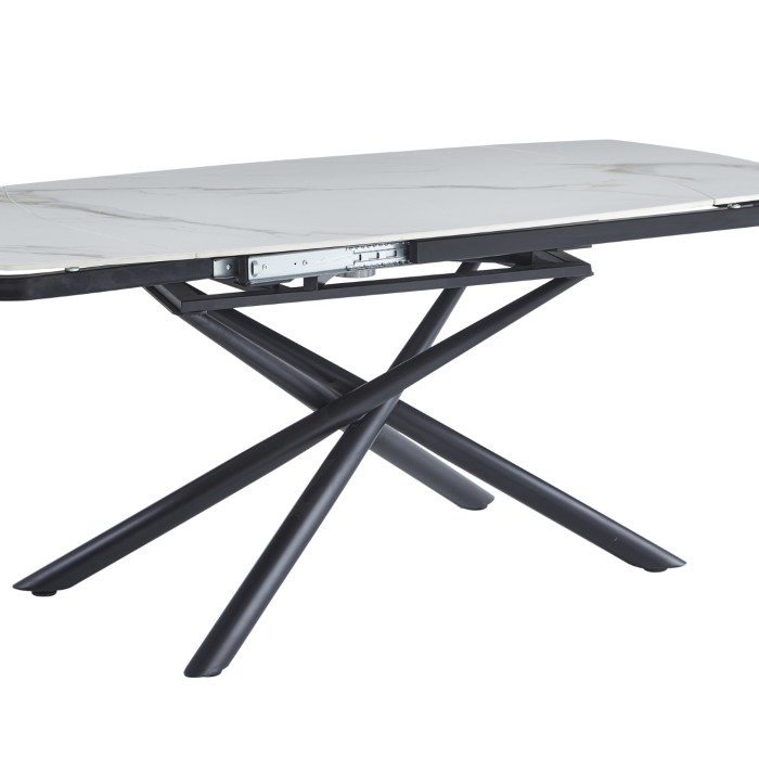 Raztegljiva miza VOLTA (bel HG marmor + zlato, 120/180x85x76)