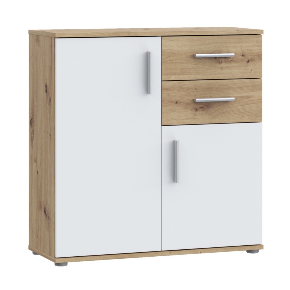 Komoda IKOLI 221 (hrast + bela, 80x31,5x82) Komoda IKOLI 221 (hrast + bela, 80x31,5x82)