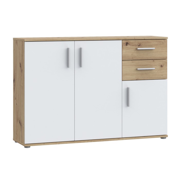 Komoda IKOLI 232 (hrast + bela, 120x31,5x82)