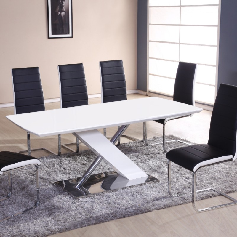 Miza VANJA III (bela visok sijaj, 160x90x76)