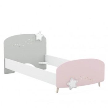 Postelja STELLA (90x200, roza + siva + bela)