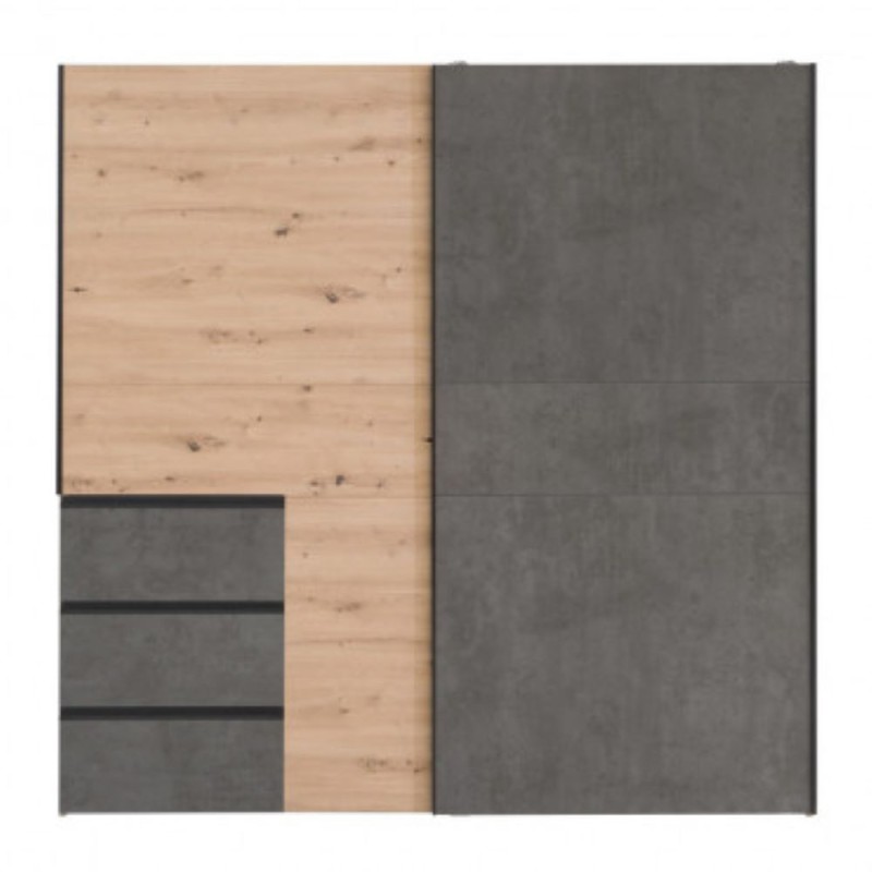 Garderobna omara WINN 200 (200 cm) (hrast + temno siva, Drsna vrata, 200,1x61,2x200,5) Garderobna omara WINN 200 (200 cm) (hrast + temno siva, Drsna vrata, 200,1x61,2x200,5)
