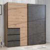 Garderobna omara WINN 200 (200 cm) (hrast + temno siva, Drsna vrata, 200,1x61,2x200,5) Garderobna omara WINN 200 (200 cm) (hrast + temno siva, Drsna vrata, 200,1x61,2x200,5)
