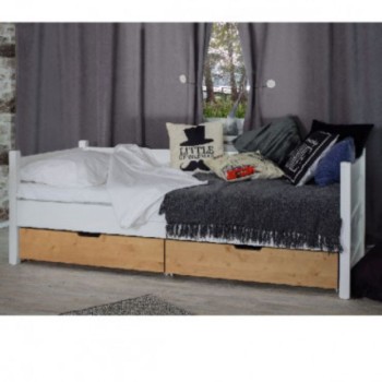 Postelja MARJETICA - dva predala (90x200, bela + natur)