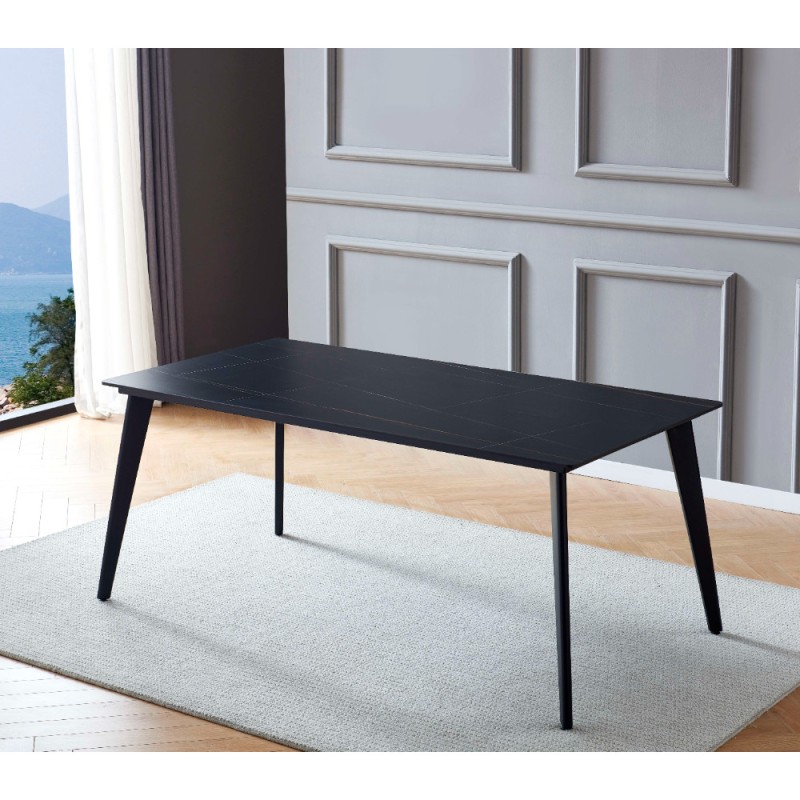 Miza LORELA (črn marmor + zlato, 180x90x75, mat) Miza LORELA (črn marmor + zlato, 180x90x75, mat)