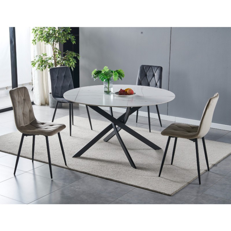 Miza METAX (bela + zlato, Ø 133x76, mat) Miza METAX (bela + zlato, Ø 133x76, mat)