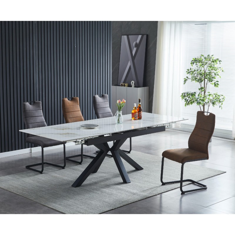 Raztegljiva miza AROSA (bel HG marmor + zlato, 160/240x90x76, svetleč) Raztegljiva miza AROSA (bel HG marmor + zlato, 160/240x90x76, svetleč)