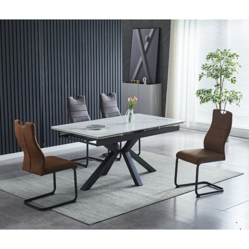 Raztegljiva miza AROSA (bel HG marmor + zlato, 160/240x90x76, svetleč) Raztegljiva miza AROSA (bel HG marmor + zlato, 160/240x90x76, svetleč)