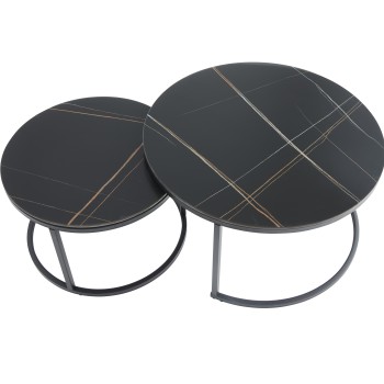 Klubska miza TAJDA 2-delna (črn marmor + zlato, mat)