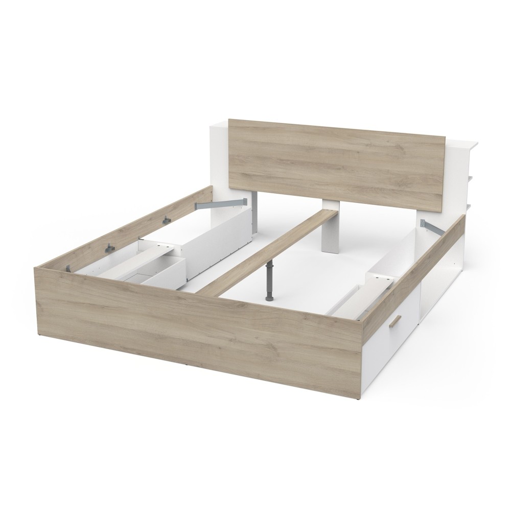 Postelja LIFE 385 (hrast + bela, 185x227x88)
