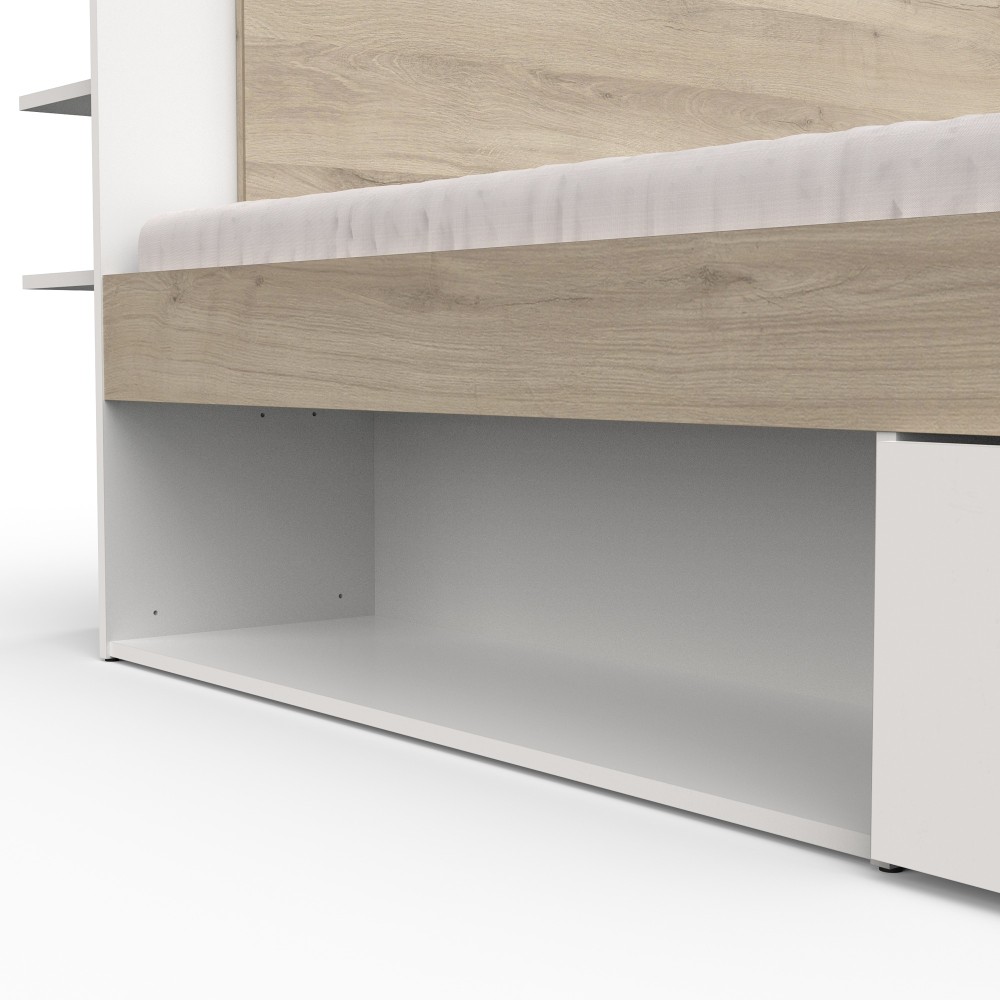 Postelja LIFE 385 (hrast + bela, 185x227x88)
