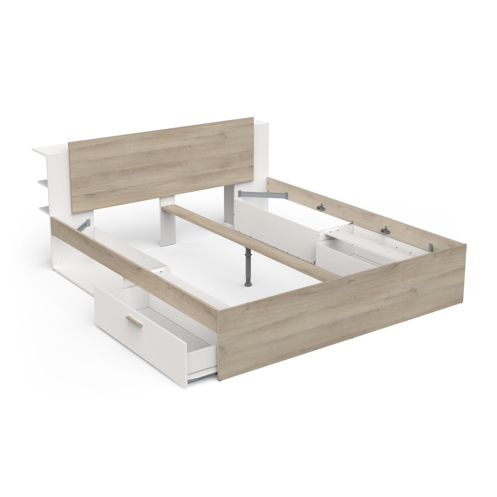 Postelja LIFE 385 (hrast + bela, 185x227x88)