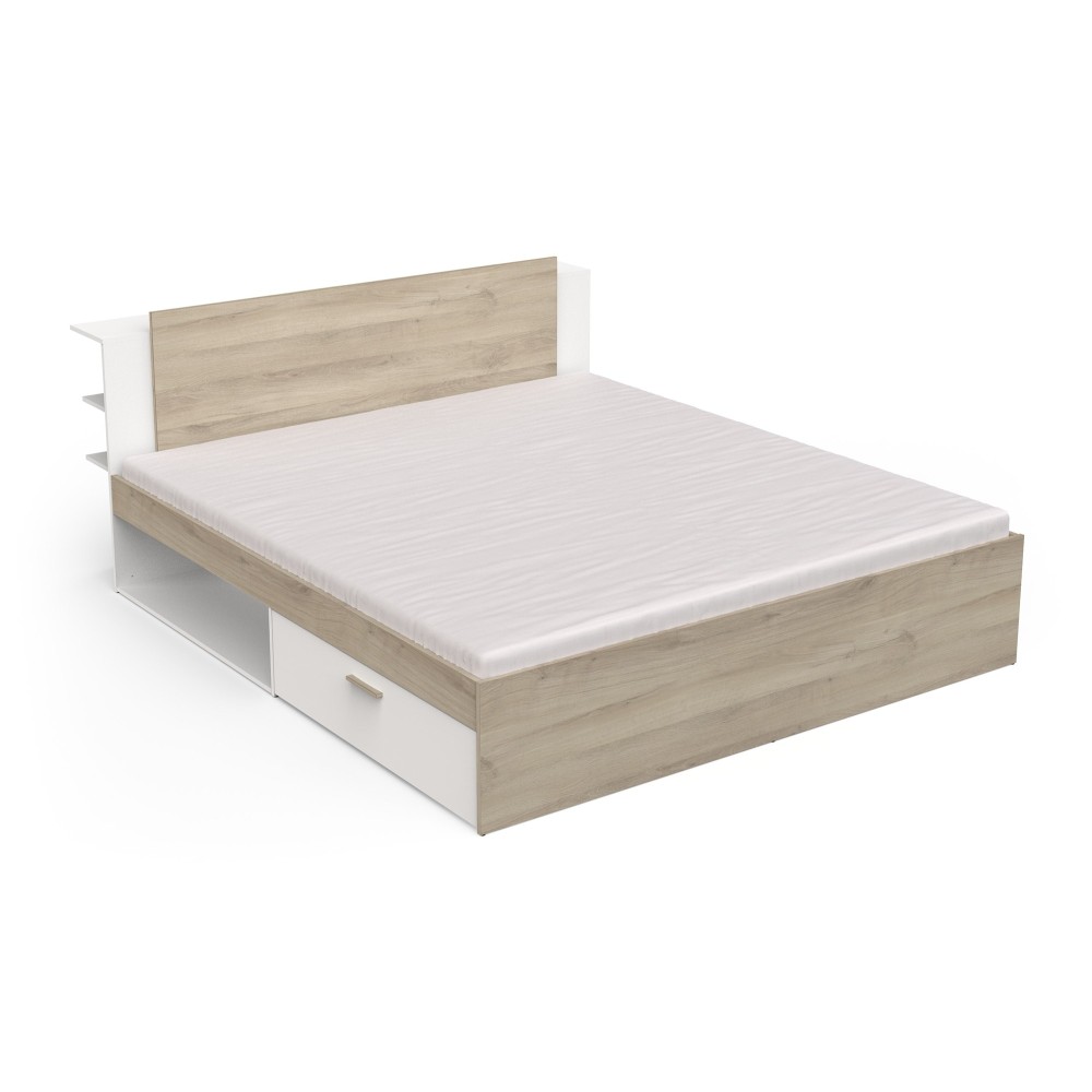 Postelja LIFE 385 (hrast + bela, 185x227x88)