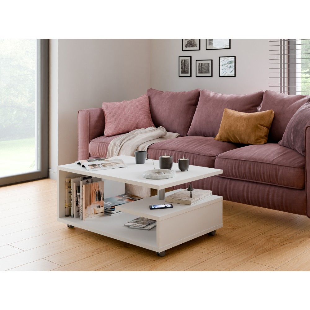 Klubska miza BAILEY (bela, 105x60x45,5)