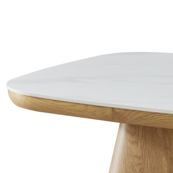 Klubska miza BODEN (bela + rjava, 80x80x40, mat)