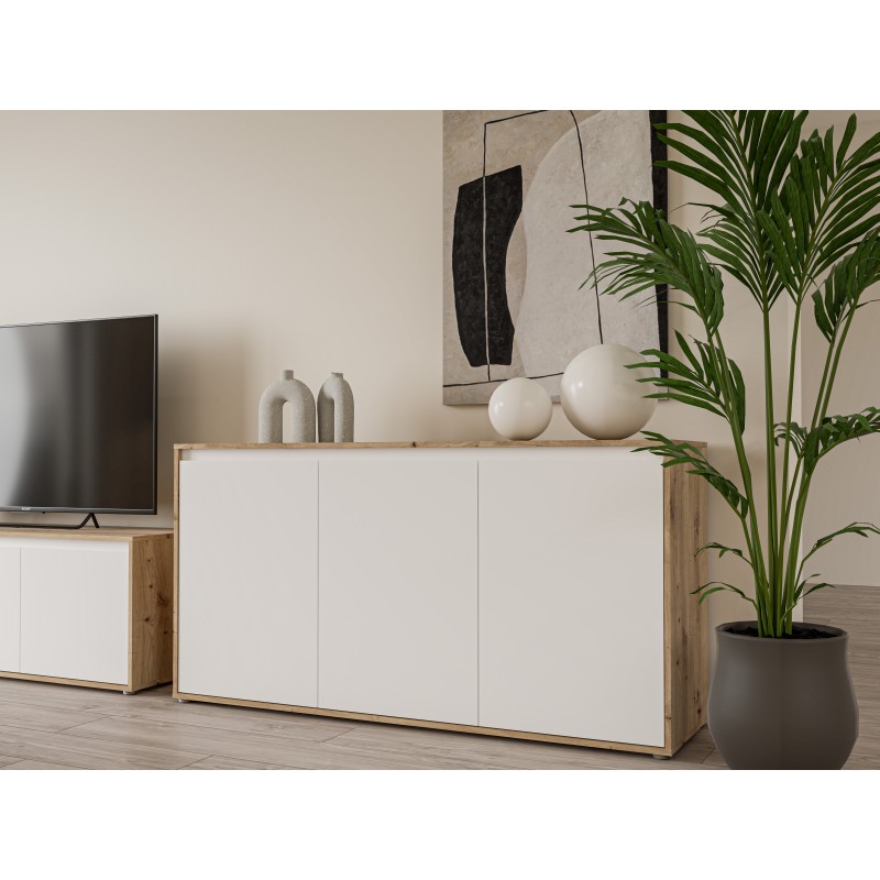 Komoda SKELPE 231 (hrast + bela, 152,5x42x78,5) Komoda SKELPE 231 (hrast + bela, 152,5x42x78,5)