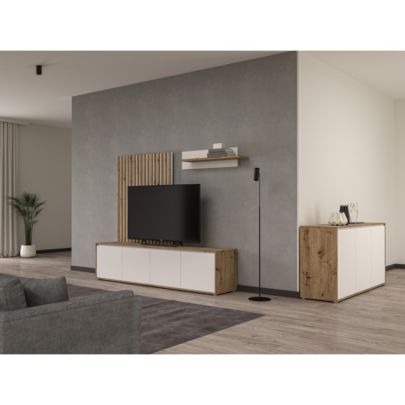Polica SKELPE B04 (hrast + bela, 101x22x23,5) Polica SKELPE B04 (hrast + bela, 101x22x23,5)