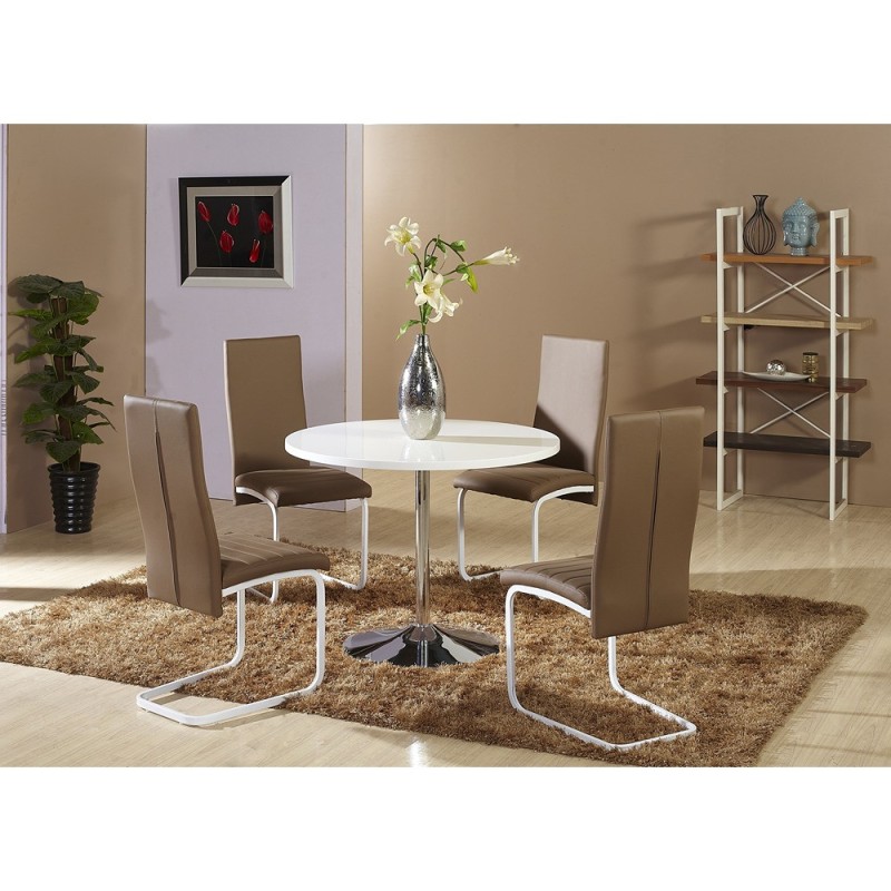 Miza LEO (bela visok sijaj, Ø 90x75)