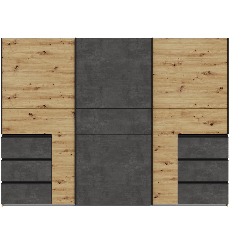 Garderobna omara WINN 270 (270 cm) (hrast + temno siva, 270x61x200,5) Garderobna omara WINN 270 (270 cm) (hrast + temno siva, 270x61x200,5)