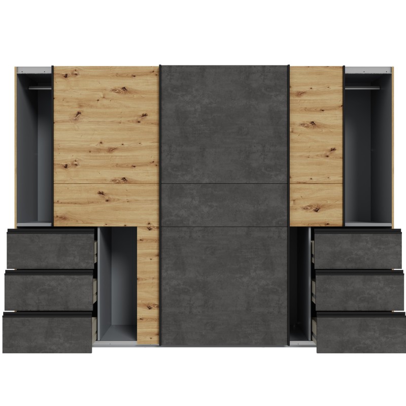 Garderobna omara WINN 270 (270 cm) (hrast + temno siva, 270x61x200,5) Garderobna omara WINN 270 (270 cm) (hrast + temno siva, 270x61x200,5)