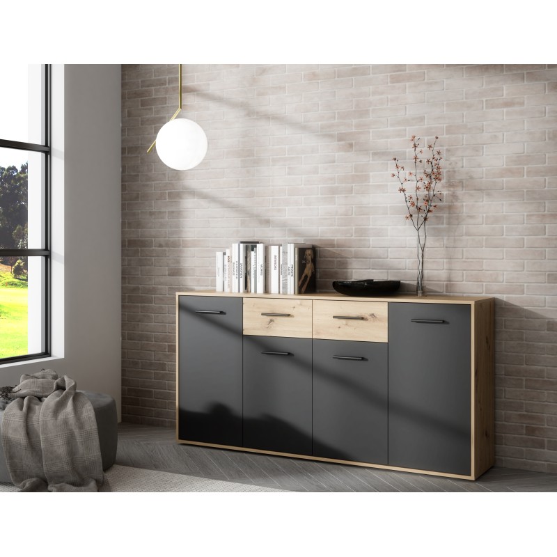 Komoda ANTUZA 241 (hrast + siva, 162x34x82) Komoda ANTUZA 241 (hrast + siva, 162x34x82)