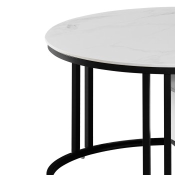 Klubska miza TWINO 2-delna (bela, Ø 80x45 & 60x38, mat)