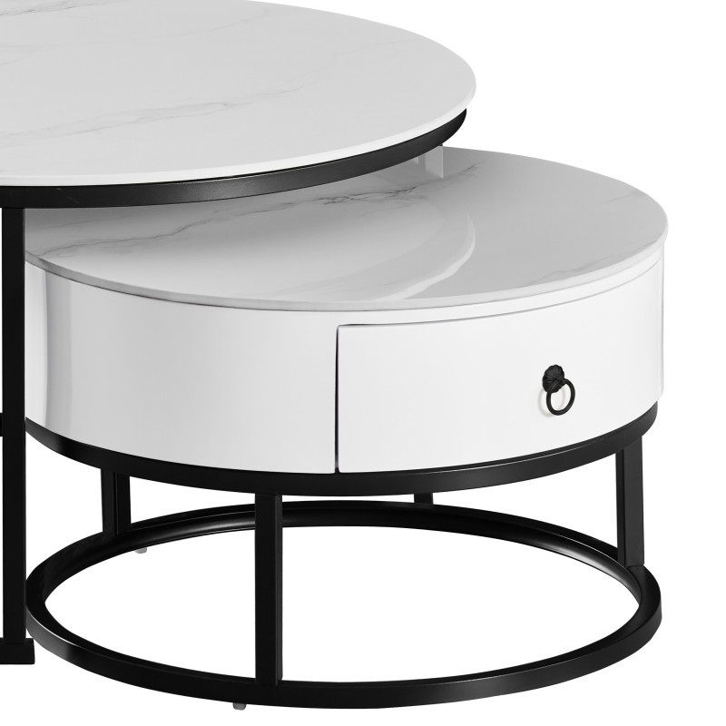 Klubska miza TWINO 2-delna (bela, Ø 80x45 & 60x38, mat)