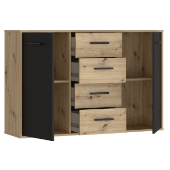 Komoda ANTUZA 231 (hrast + siva, 122,5x34x82)