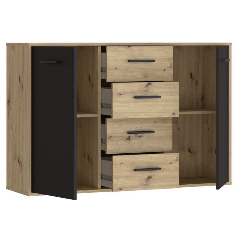 Komoda ANTUZA 231 (hrast + siva, 122,5x34x82)