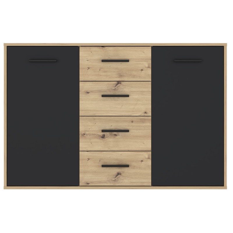 Komoda ANTUZA 231 (hrast + siva, 122,5x34x82)